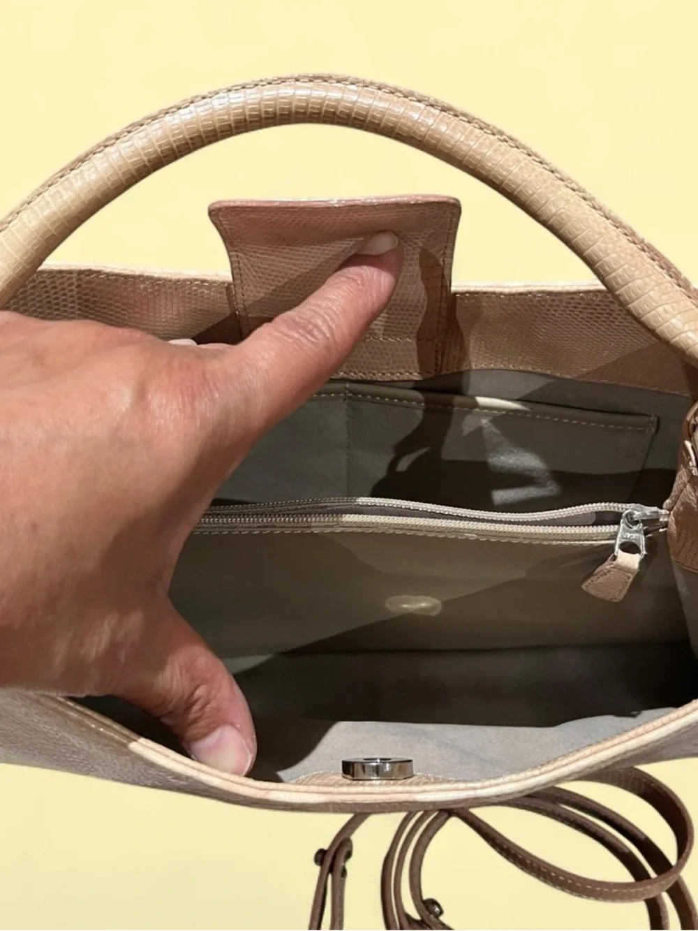 Brahmin Pale Pink Textured  Snake-Embossed Top-Handle Crossbody - Picture 3 of 6